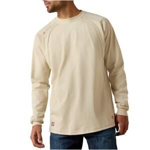 Ariat Men's Cream FR Work Crew Neck Long Sleeve T-Shirt Size XL